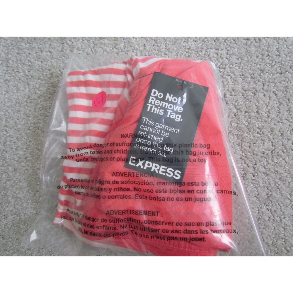 NWT Express Strapless Dress Medium Coral Striped Ruched Summer Sun Dress - Picture 8 of 8